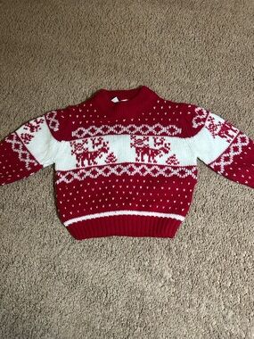Vintage Kids Toddler Holiday Knit Sweater Acrylic Size 2T Mine Alone Red White